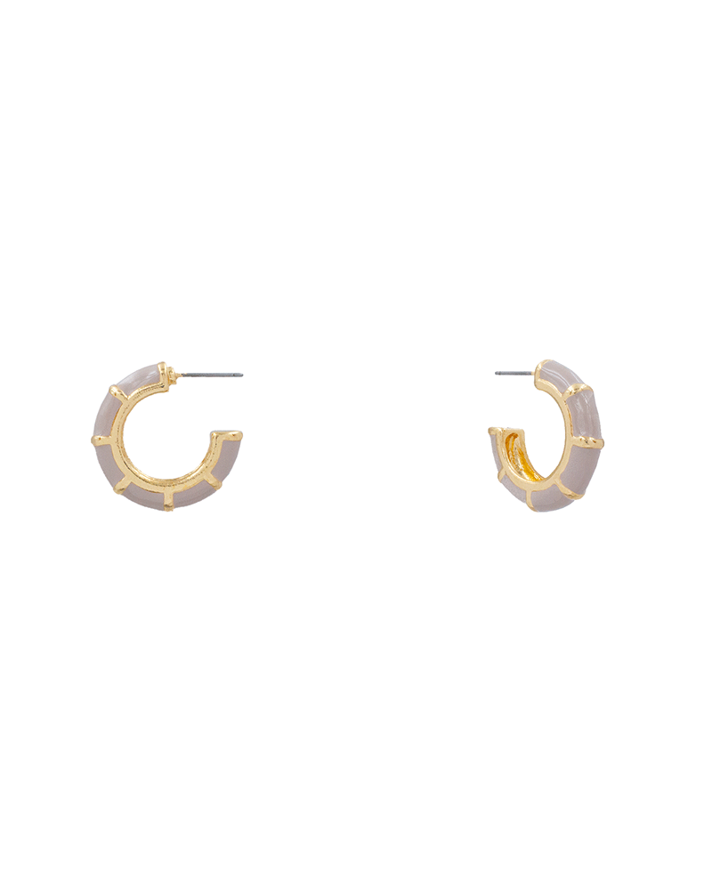 Bamboo Shape Enamel Hoop Earring - 1.0"
