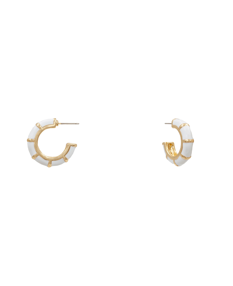 Bamboo Shape Enamel Hoop Earring - 1.0"