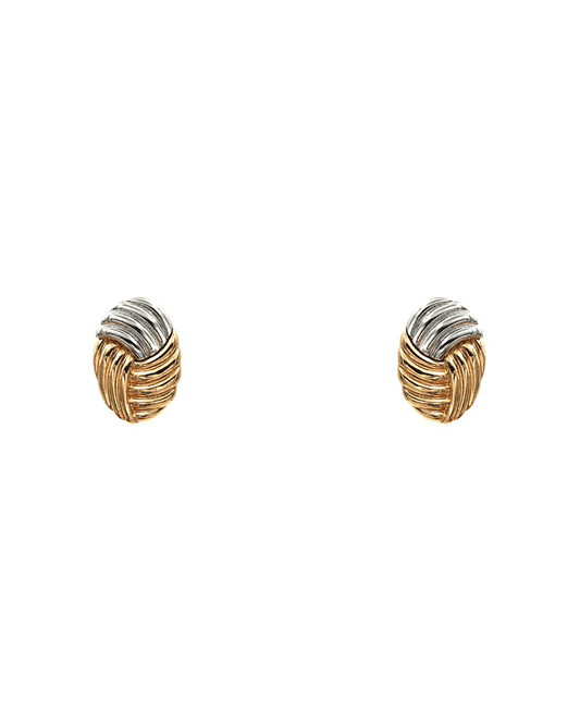 Monkey Fist Oval Knot Stud Earring - 1.0"