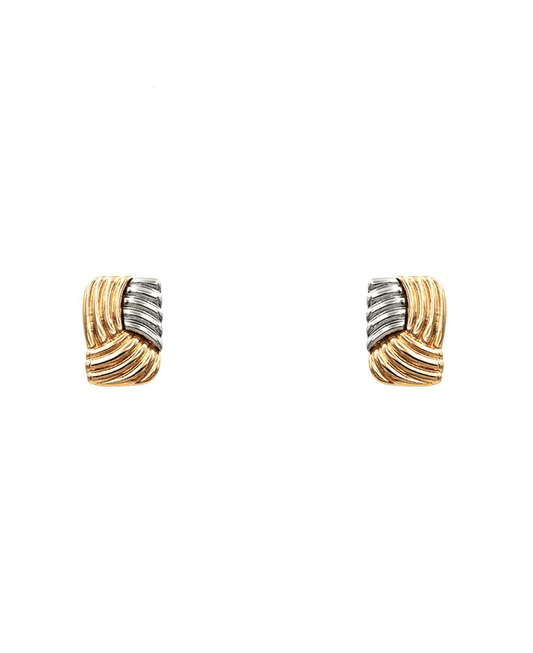 Monkey Fist Rectangle Knot Stud Earring - 1.0"