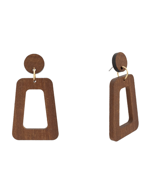 Wood Trapezoid Earring - 2.5"