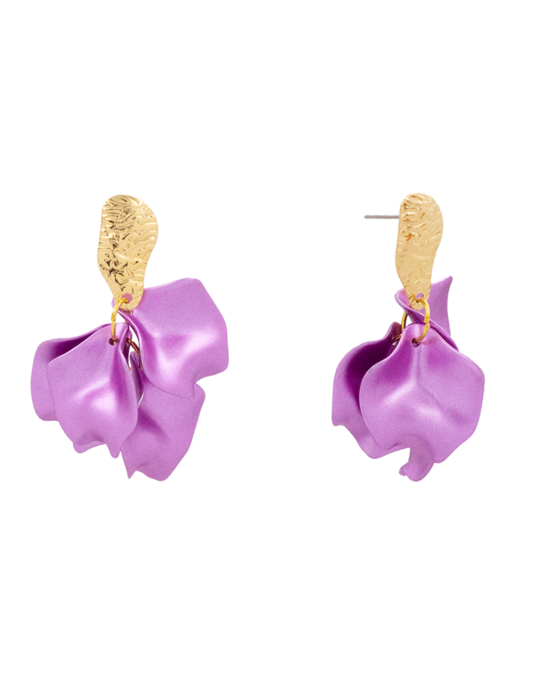 Metalic Petal Post Earring - 2.5"