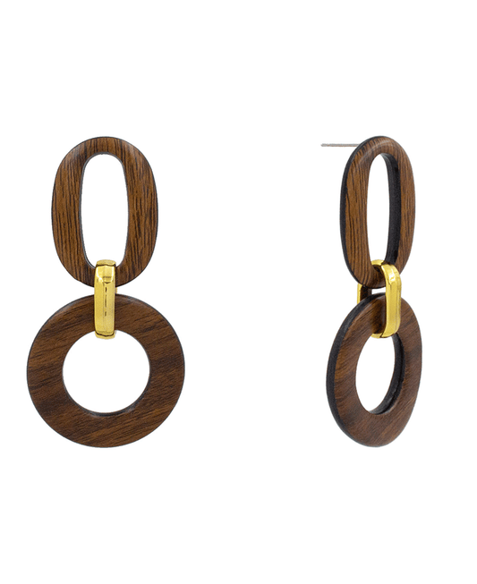 Resin Wood 2 Drop Earring - 3.0"