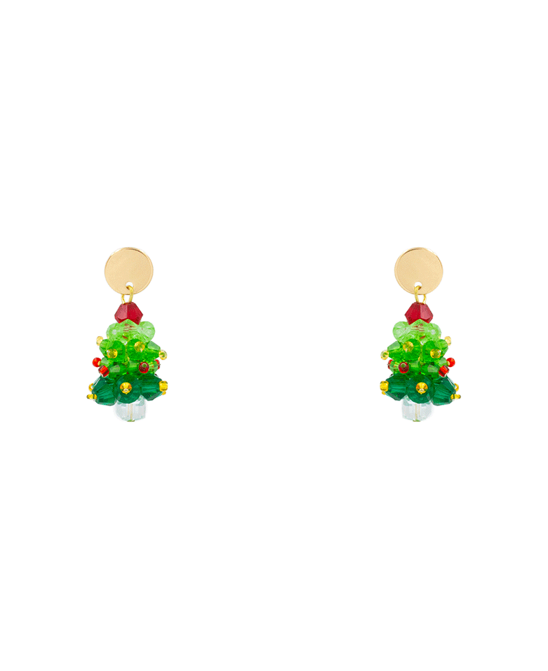 Christmas Bead Tree Earring - 1.5"