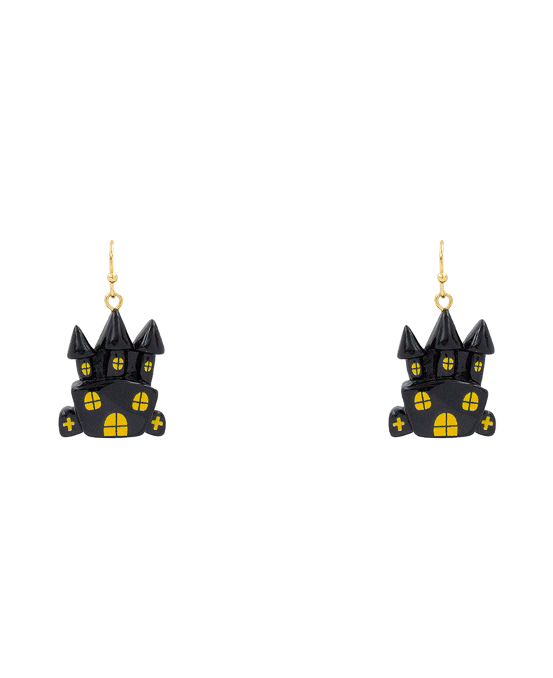 Plastic Castle w/ Bat Earring - 1.5"