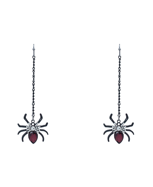 Dangle Spider w/ Stone Earring - 3.0"