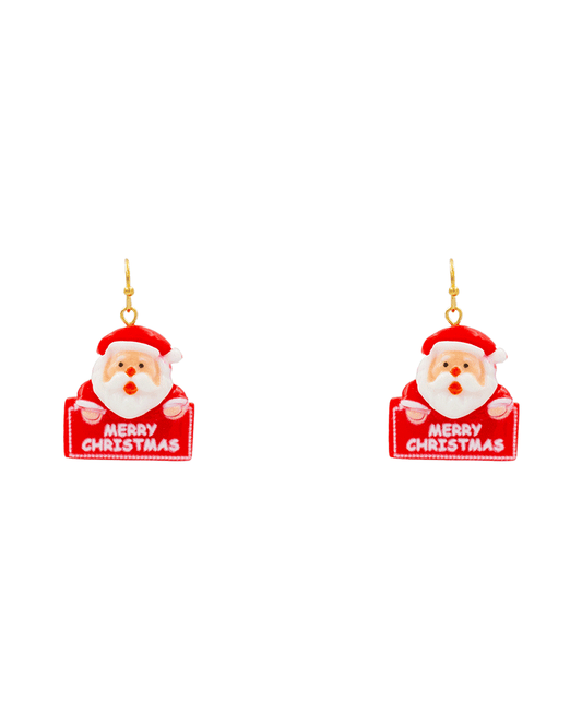 Plastic Christmas Santa Earring - 1.5"