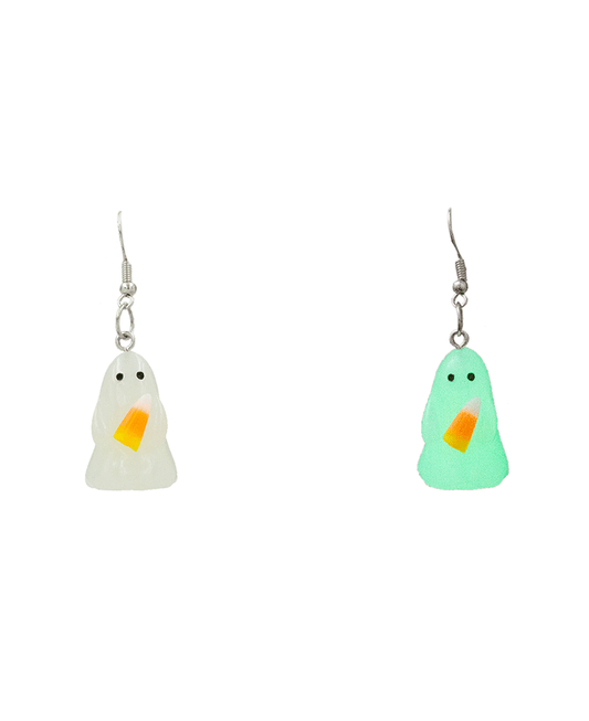 Glowing Ghost w/ Candy Corn Earring - 2.2"