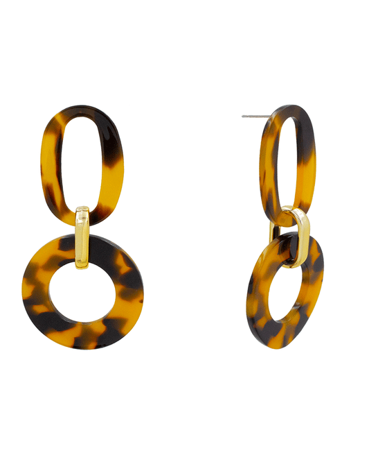 Tortoise Acetate 2 Drop Earring - 3.0"