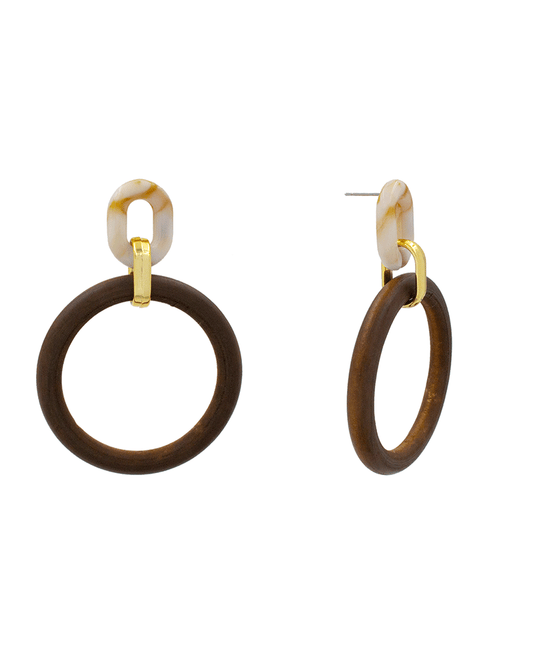 Wood Ring w/ Resin Post Earring - 3.2"