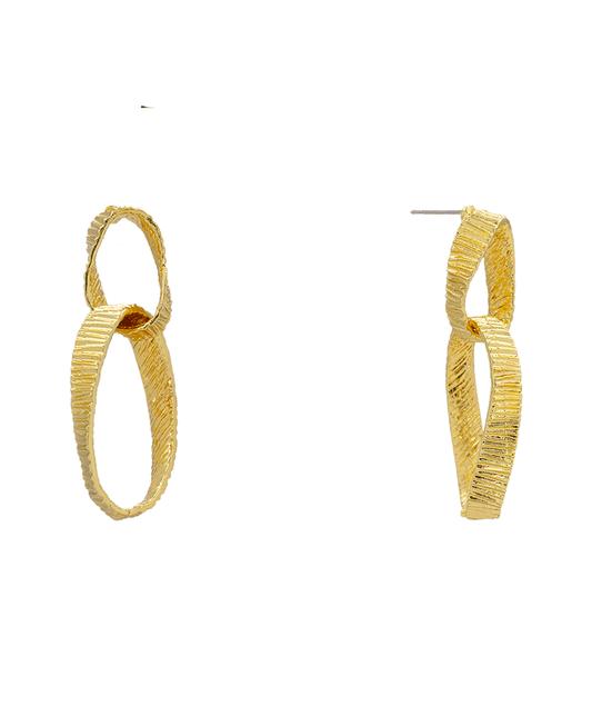 Textured Metal Double Link Earring - 2.3"