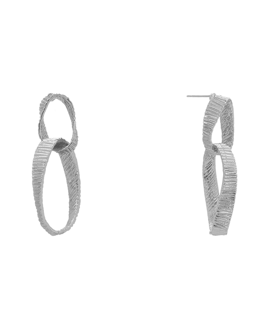 Textured Metal Double Link Earring - 2.3"