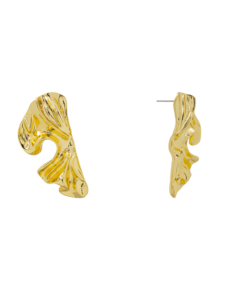 Fluid Texture Metal Post Earring - 2.1"