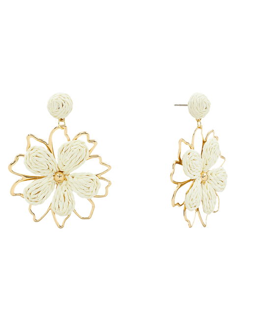 Raffia Flower Post Earring - 3.0"