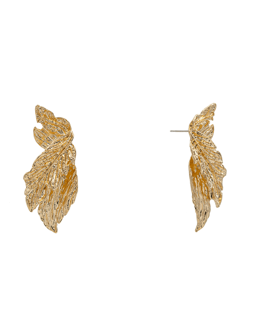 Leaves Metal Post Earring - 2.3"