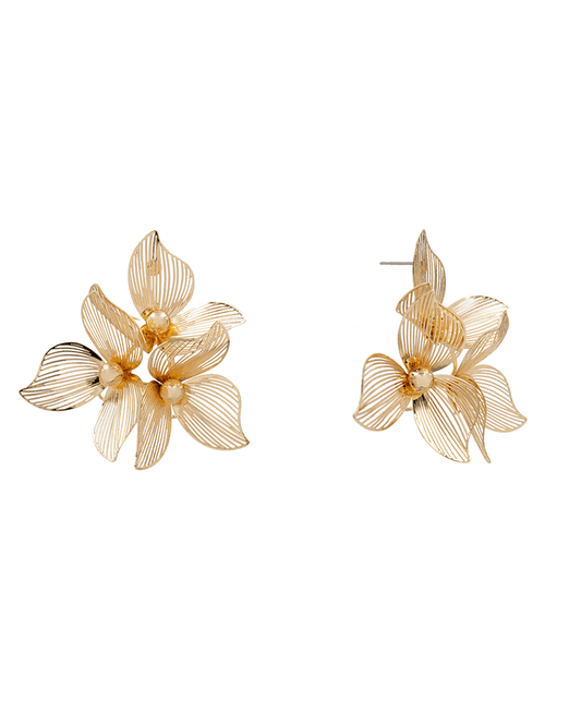Filigree 3D Flower Post Earring - 2.2"