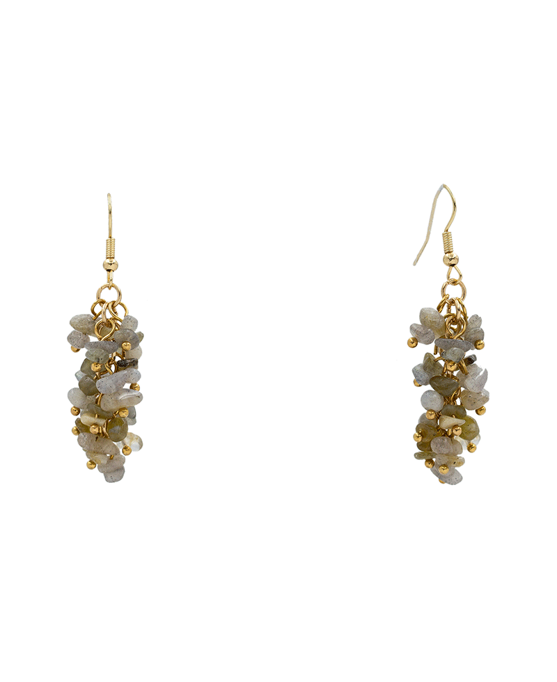 Semi Stone Fringe Earring - 2.1"