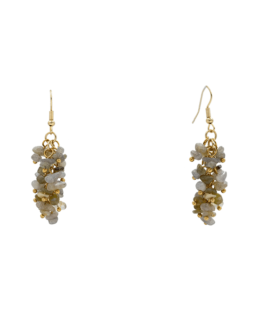 Semi Stone Fringe Earring - 2.1"