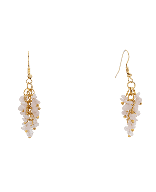 Semi Stone Fringe Earring - 2.1"