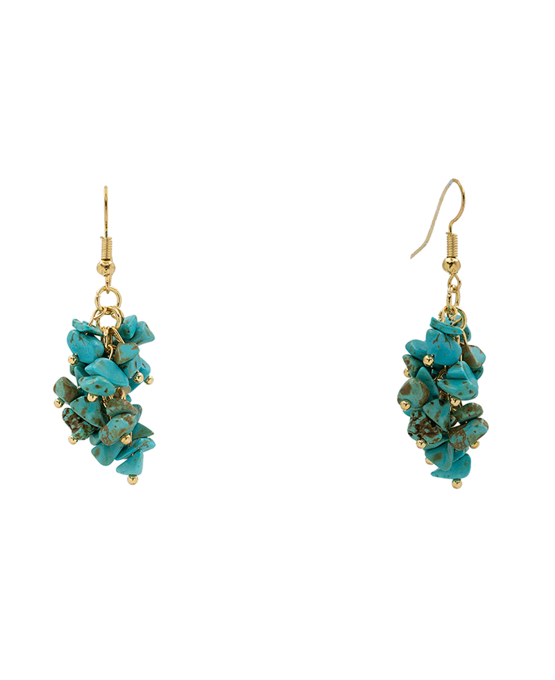 Semi Stone Fringe Earring - 2.1"