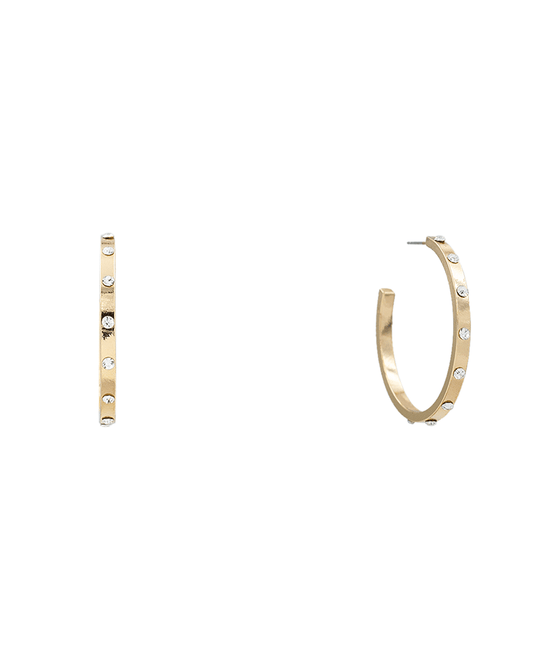 Stone Hoop Earring - 1.5"