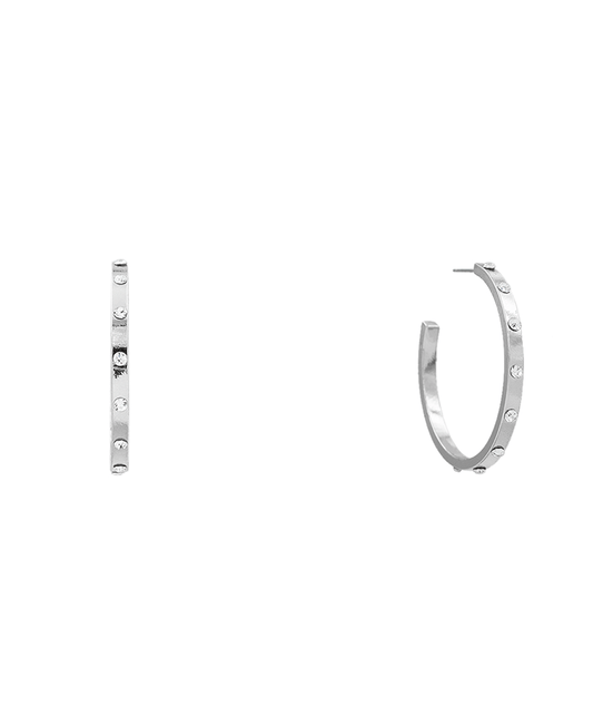 Stone Hoop Earring - 1.5"