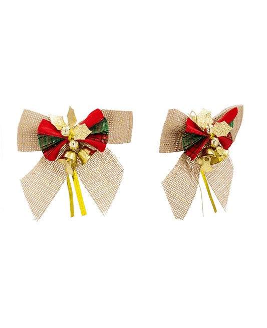 Christmas Tartan Bow Earring - 3.5"