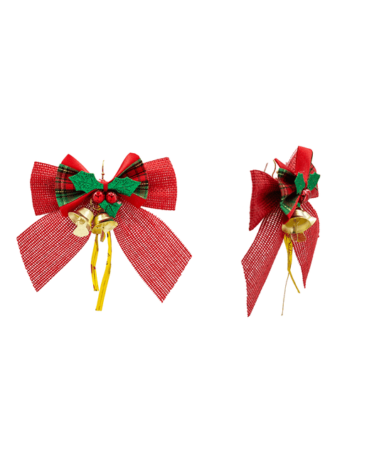 Christmas Tartan Bow Earring - 3.5"