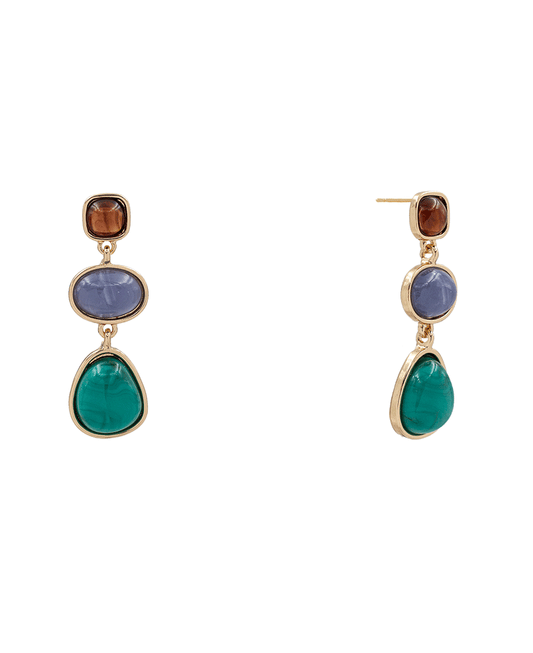 Multi Color Resin Stone Drop Earring