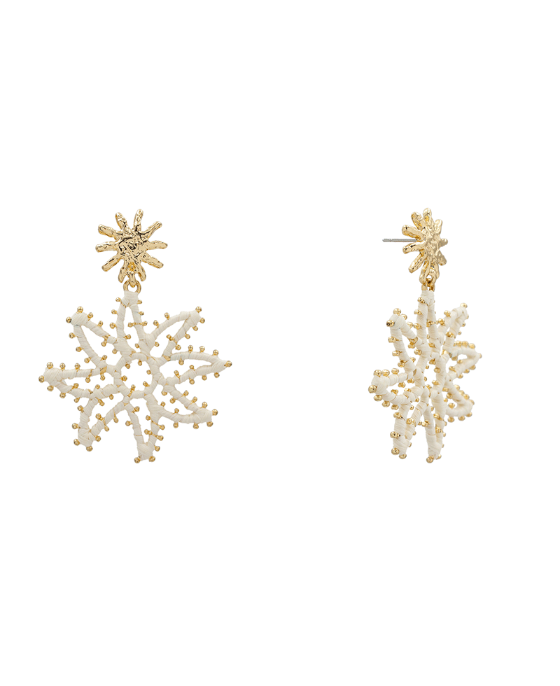 Raffia Wrap Flower Earring - 2.2"