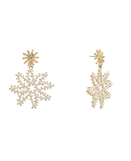 Raffia Wrap Flower Earring - 2.2"