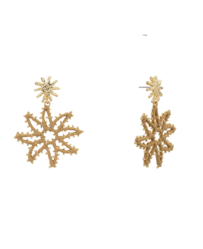 Raffia Wrap Flower Earring - 2.2"