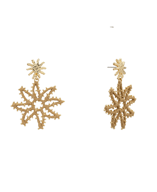 Raffia Wrap Flower Earring - 2.2"