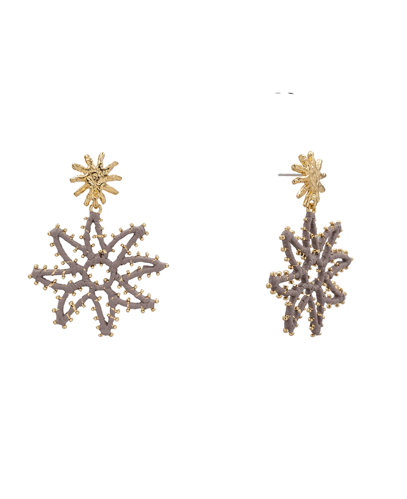Raffia Wrap Flower Earring - 2.2"