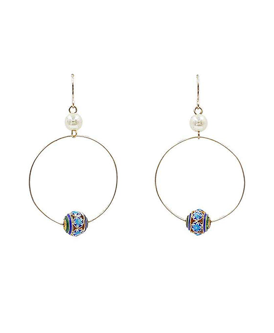 Round Wire w/ Cloisonne Earring