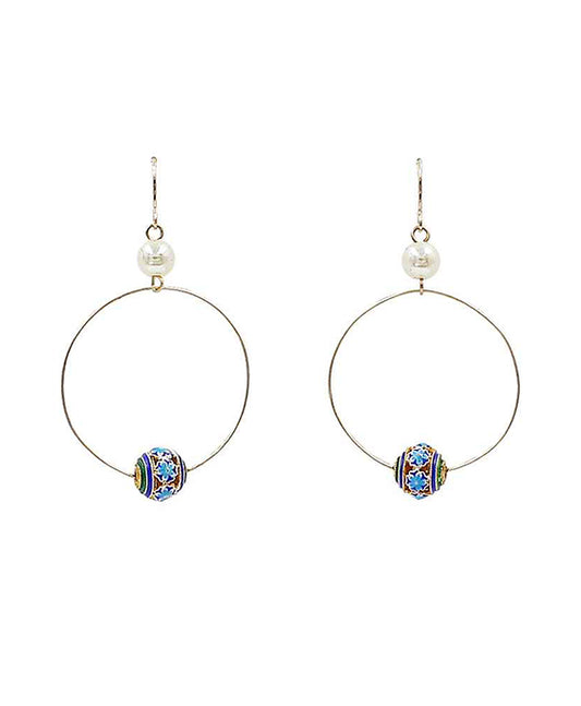 Round Wire w/ Cloisonne Earring