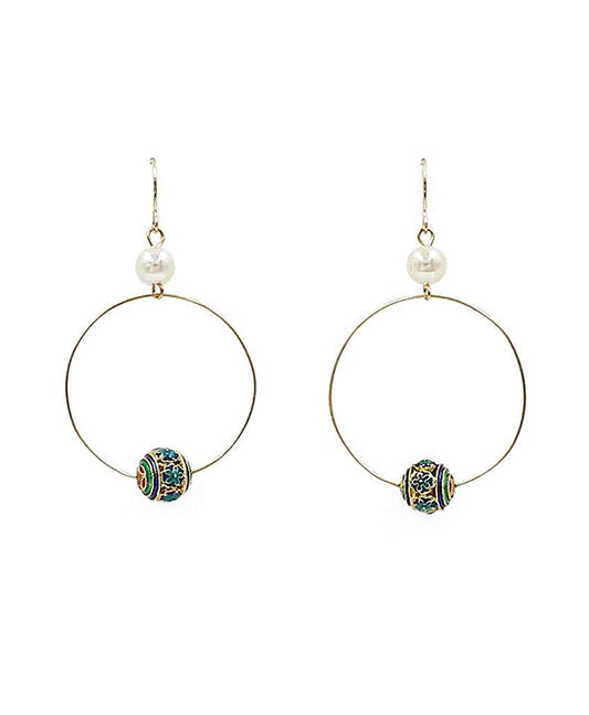 Round Wire w/ Cloisonne Earring