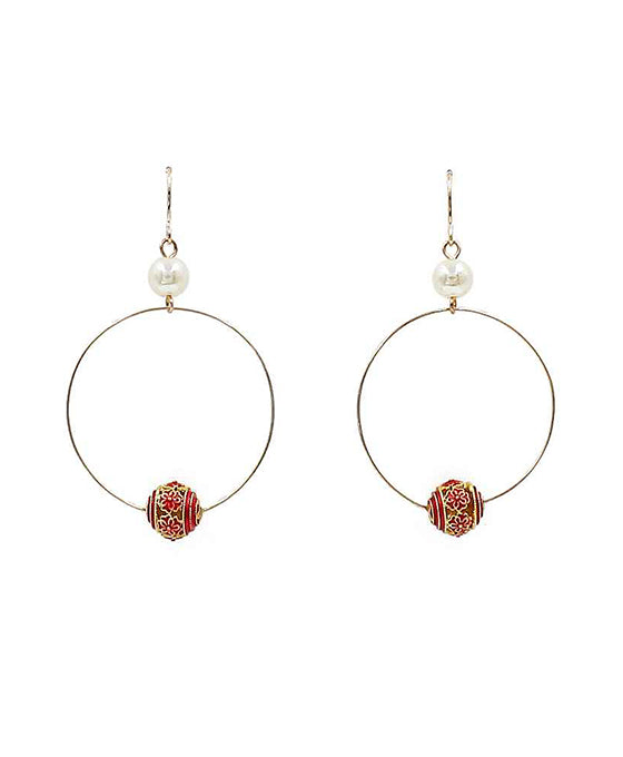 Round Wire w/ Cloisonne Earring