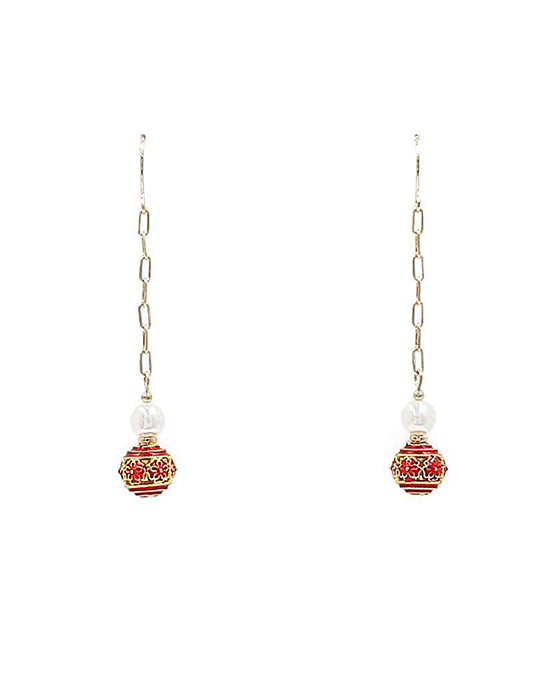 Chain Linear w/ Cloisonne Earring