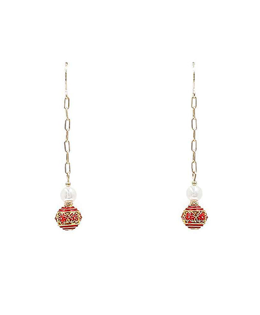 Chain Linear w/ Cloisonne Earring