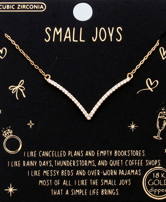 V Shape Bar CZ Necklace