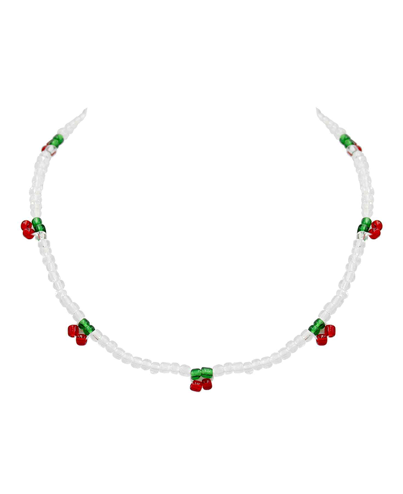 Cherry Beads Short Necklace - 16"