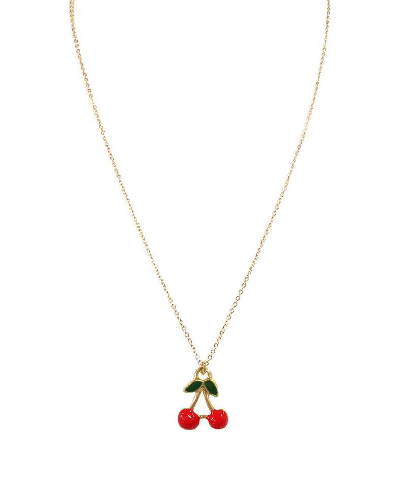 Cherry Pendant Short Necklace - 16"