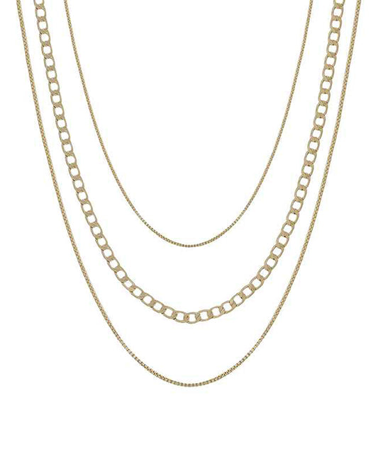 Flat Chain 3 Layered Short Necklace