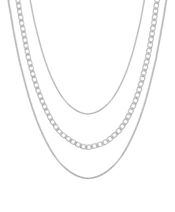 Flat Chain 3 Layered Short Necklace