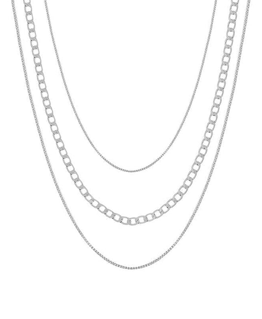 Flat Chain 3 Layered Short Necklace