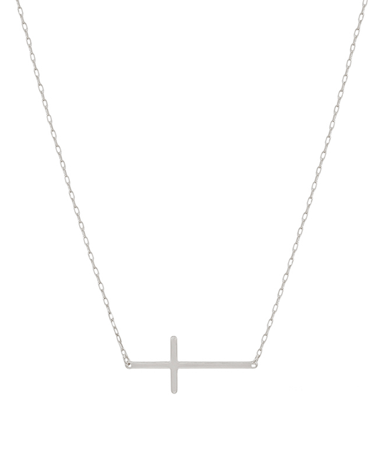 Metal Cross Short Necklace - 16"