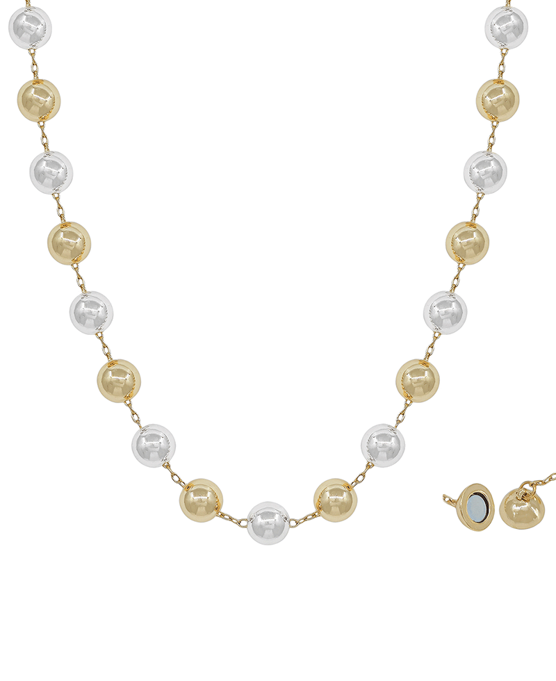 10mm Ball w/ Chain Magnetic Closure 17" Short Necklace