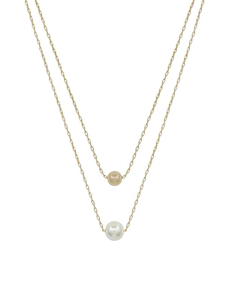 CCB & Pearl Layered Short Necklace