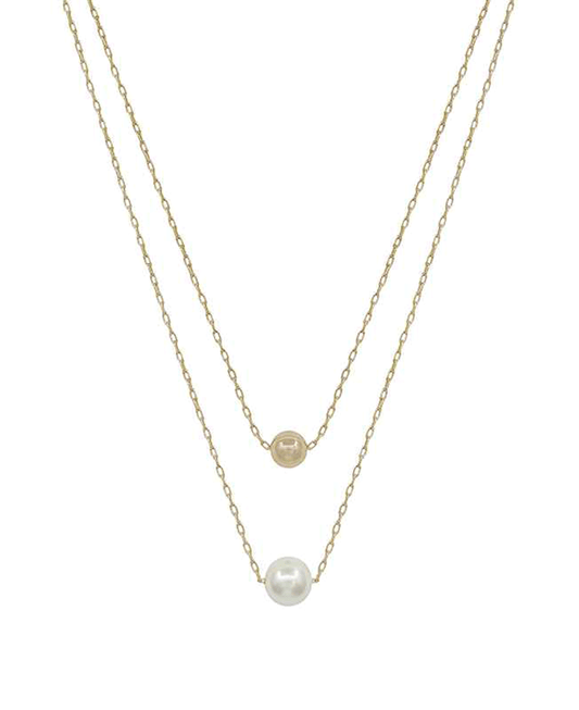 CCB & Pearl Layered Short Necklace